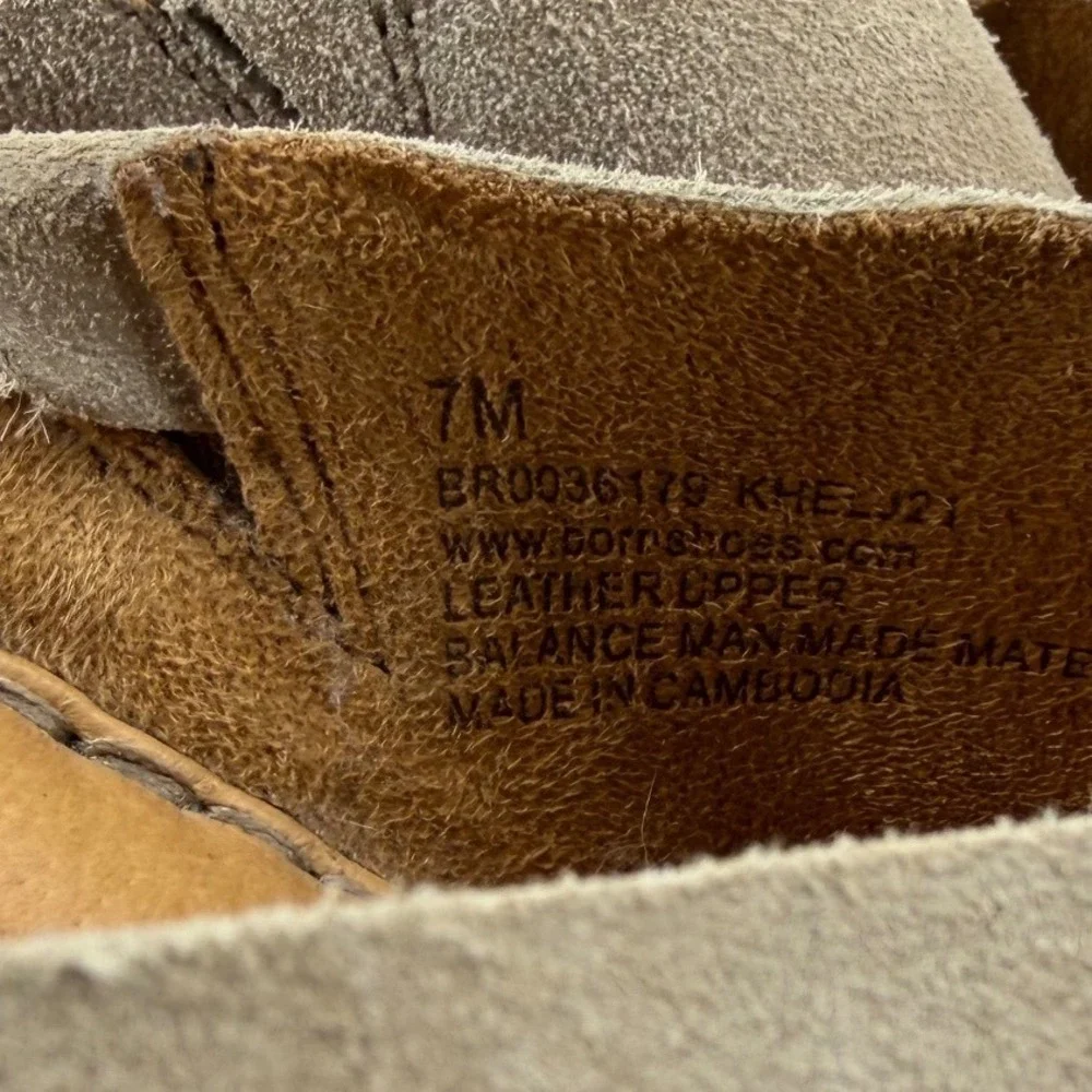 Born Nora Wedge Sandals Womens 7M Taupe Suede Crisscross Slide BR0036179
